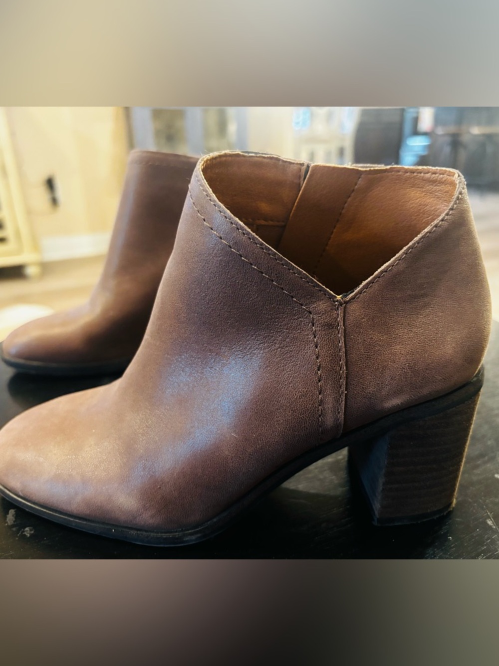 Lucky Brand Brown Taupe Low Heel Ankle Booties
